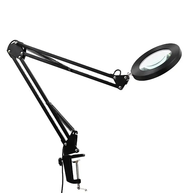10X 160mm Three-Color LED Clip-On Magnifying Glass Lamp Desk