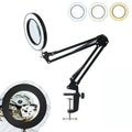 10X 160mm Three-Color LED Clip-On Magnifying Glass Lamp Desk