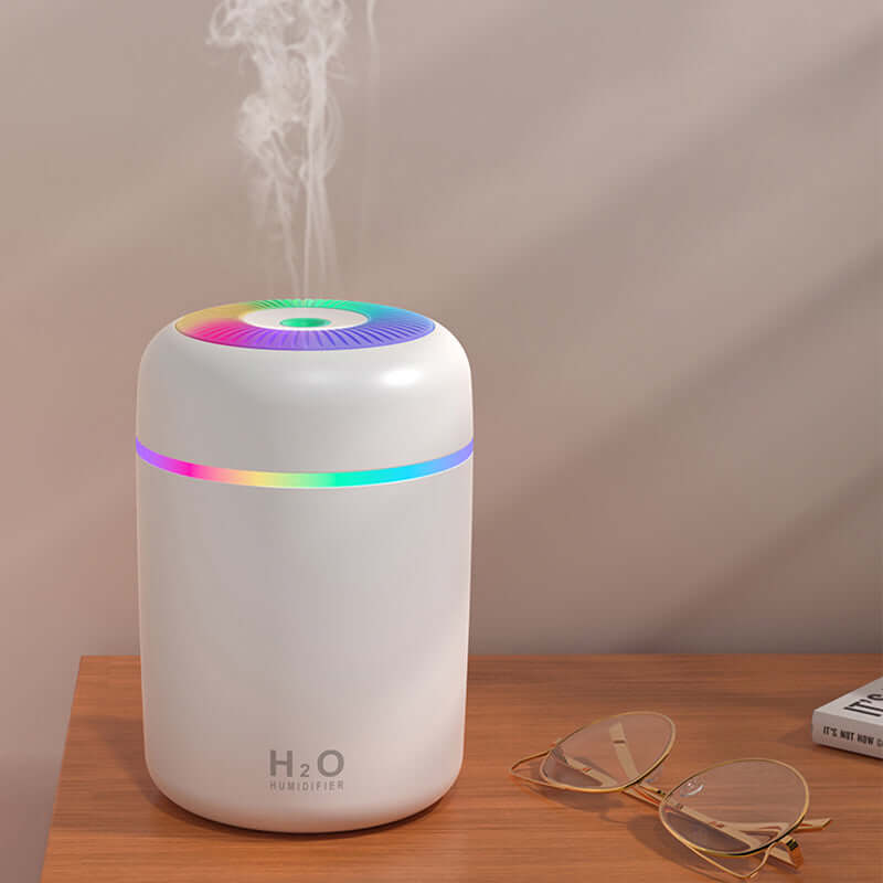 Mini Portable USB Humidifier with Colourful LED Light – 300ml
